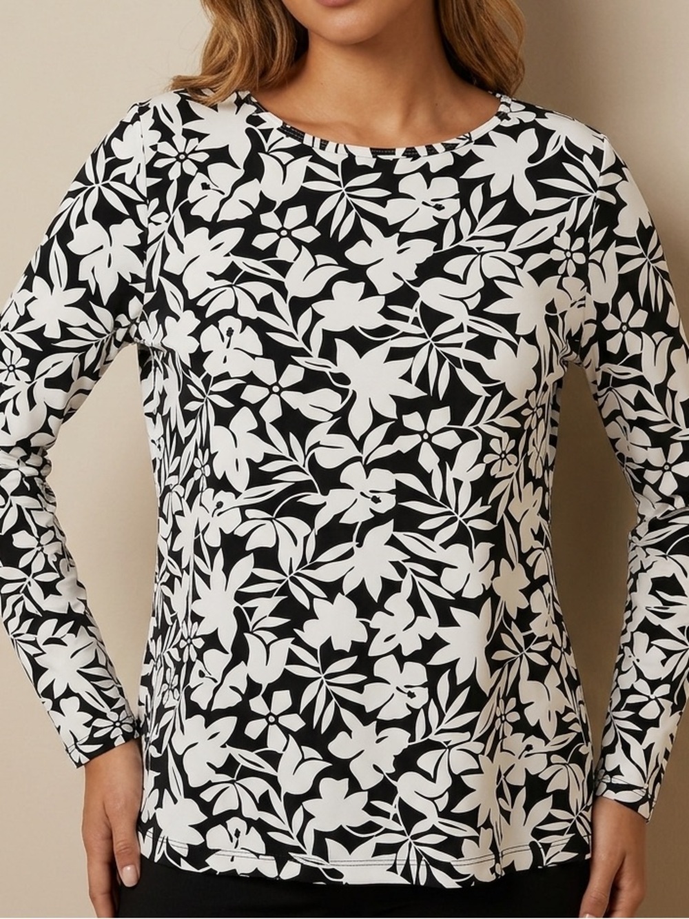 Lands' End Floral Long-Sleeve Top